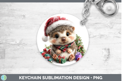 Porcupine Keychain Woodland Christmas Santa Sublimation Keyr