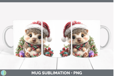 Porcupine Mug Wrap Woodland Christmas Santa Sublimation Coff