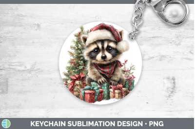 Raccoon Keychain Woodland Christmas Santa Sublimation Keyrin