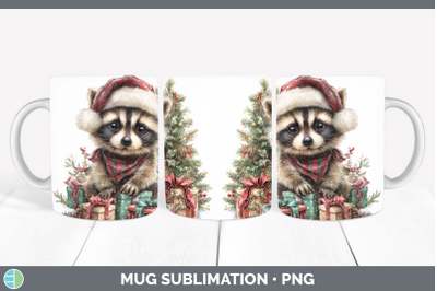 Raccoon Mug Wrap Woodland Christmas Santa Sublimation Coffee