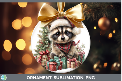 Raccoon Ornament Woodland Christmas Santa Sublimation Bauble