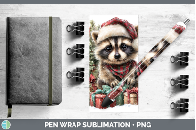 Raccoon Pen Wrap Woodland Christmas Santa Sublimation Pen De