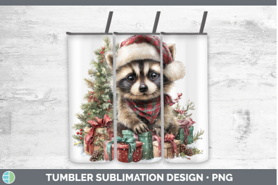 Raccoon Tumbler Woodland Christmas Santa Sublimation 20 oz S
