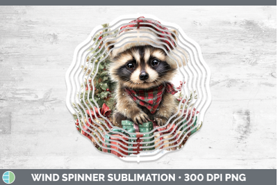 Raccoon Wind Spinner Woodland Christmas Santa Sublimation Sp