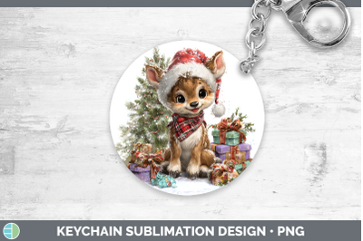 Reindeer Keychain Woodland Christmas Santa Sublimation Keyri