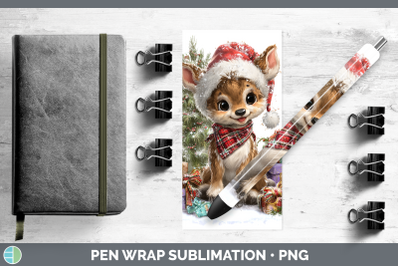 Reindeer Pen Wrap Woodland Christmas Santa Sublimation Pen D