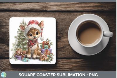 Reindeer Square Coaster Woodland Christmas Santa Sublimation