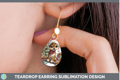 Reindeer Teardrop Earrings Woodland Christmas Santa Sublimat
