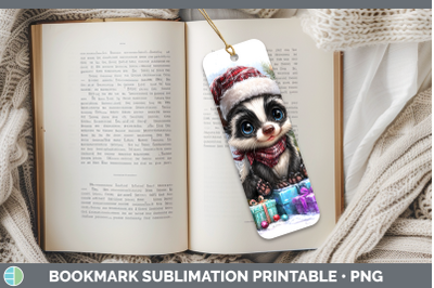 Skunk Bookmark Woodland Christmas Santa Sublimation Printabl