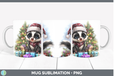 Skunk Mug Wrap Woodland Christmas Santa Sublimation Coffee C