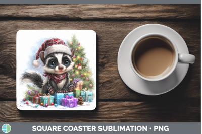 Skunk Square Coaster Woodland Christmas Santa Sublimation Dr