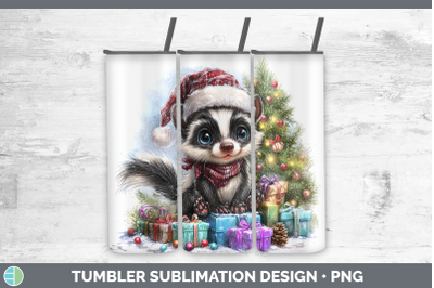 Skunk Tumbler Woodland Christmas Santa Sublimation 20 oz Ski