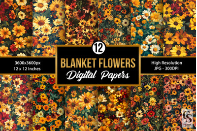 Yellow  Blanket Flowers Seamless Patterns