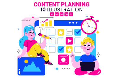 10 Social Media Content Planning Illustration