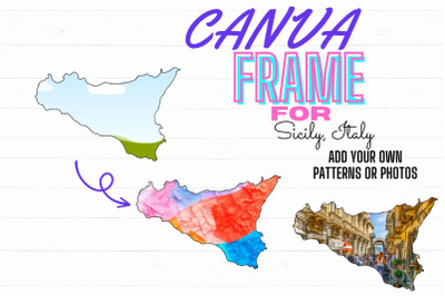 Sicily Italy Canva Frame Digital Template