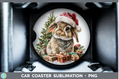 Snowshoe Hare Car Coaster Woodland Christmas Santa Sublimati