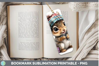 Squirrel Bookmark Woodland Christmas Santa Sublimation Print