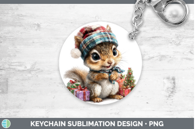 Squirrel Keychain Woodland Christmas Santa Sublimation Keyri