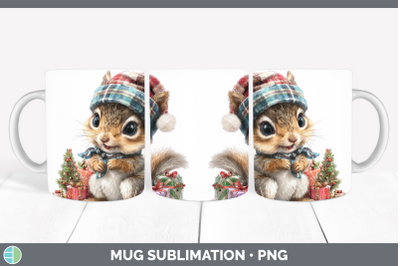 Squirrel Mug Wrap Woodland Christmas Santa Sublimation Coffe