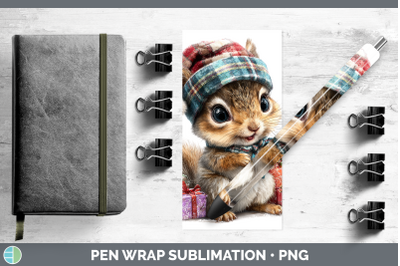 Squirrel Pen Wrap Woodland Christmas Santa Sublimation Pen D
