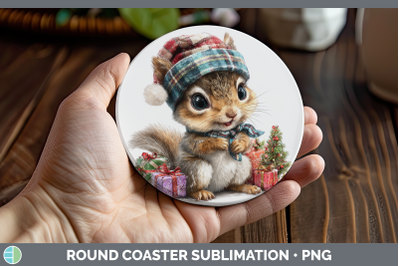 Squirrel Round Coaster Woodland Christmas Santa Sublimation