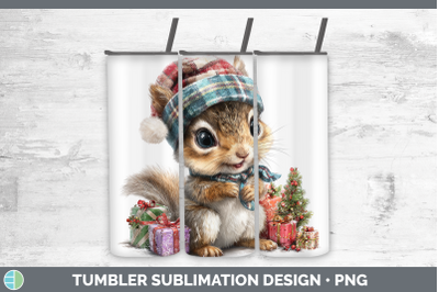 Squirrel Tumbler Woodland Christmas Santa Sublimation 20 oz