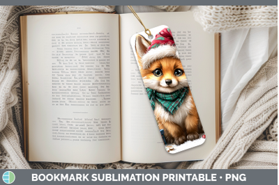 Fox Bookmark Woodland Christmas Santa Sublimation Printable