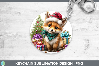Fox Keychain Woodland Christmas Santa Sublimation Keyring De