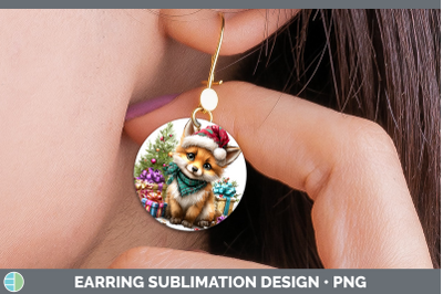 Fox Round Earrings Woodland Christmas Santa Sublimation Earr