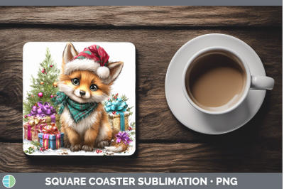 Fox Square Coaster Woodland Christmas Santa Sublimation Drin
