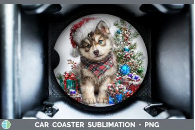 Wolf Car Coaster Woodland Christmas Santa Sublimation Drink