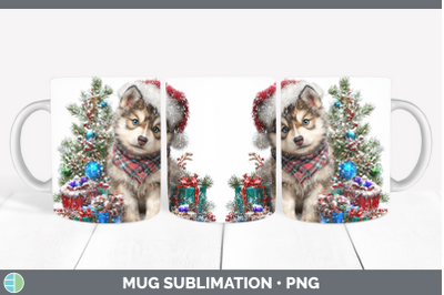 Wolf Mug Wrap Woodland Christmas Santa Sublimation Coffee Cu