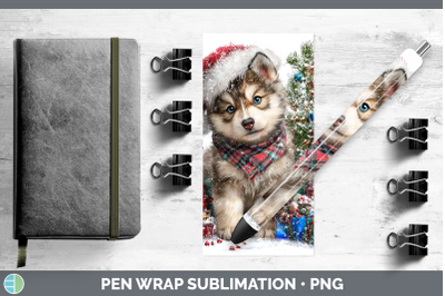 Wolf Pen Wrap Woodland Christmas Santa Sublimation Pen Desig