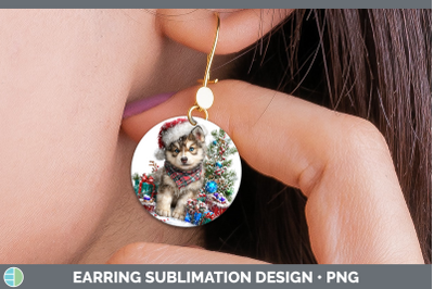 Wolf Round Earrings Woodland Christmas Santa Sublimation Ear