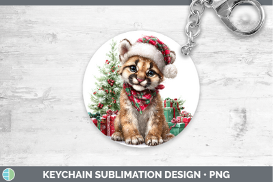 Cougar Keychain Woodland Christmas Santa Sublimation Keyring