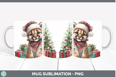Cougar Mug Wrap Woodland Christmas Santa Sublimation Coffee