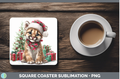 Cougar Square Coaster Woodland Christmas Santa Sublimation D
