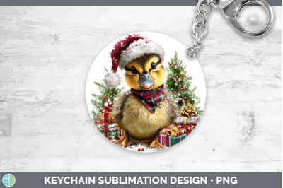 Duck Keychain Woodland Christmas Santa Sublimation Keyring D