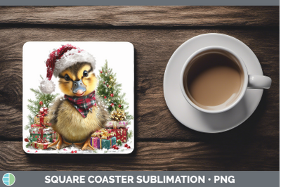 Duck Square Coaster Woodland Christmas Santa Sublimation Dri
