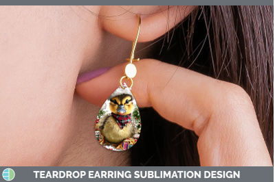 Duck Teardrop Earrings Woodland Christmas Santa Sublimation
