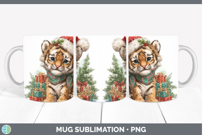 Tiger Mug Wrap Christmas Santa Hat Sublimation Coffee Cup De