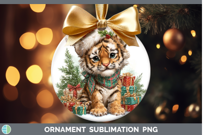 Tiger Ornament Christmas Santa Hat Sublimation Bauble Design
