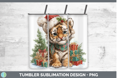 Tiger Tumbler Christmas Santa Hat Sublimation 20 oz Skinny T