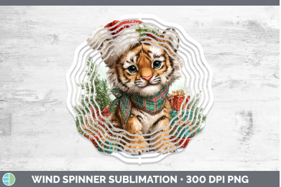 Tiger Wind Spinner Christmas Santa Hat Sublimation Spinner D