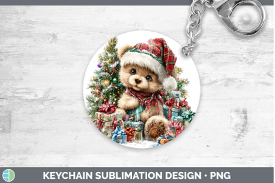 Bear Keychain Christmas Santa Hat Sublimation Keyring Design
