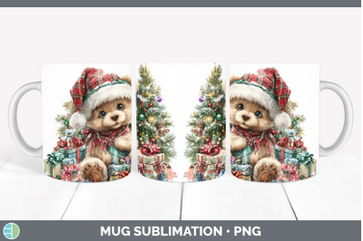 Bear Mug Wrap Christmas Santa Hat Sublimation Coffee Cup Des