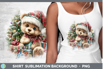 Bear Shirt Christmas Santa Hat Sublimation Background Design