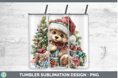 Bear Tumbler Christmas Santa Hat Sublimation 20 oz Skinny Tu