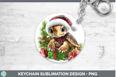 Sea Turtle Keychain Christmas Santa Hat Sublimation Keyring