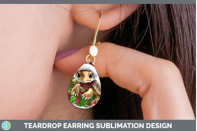 Sea Turtle Teardrop Earrings Christmas Santa Hat Sublimation